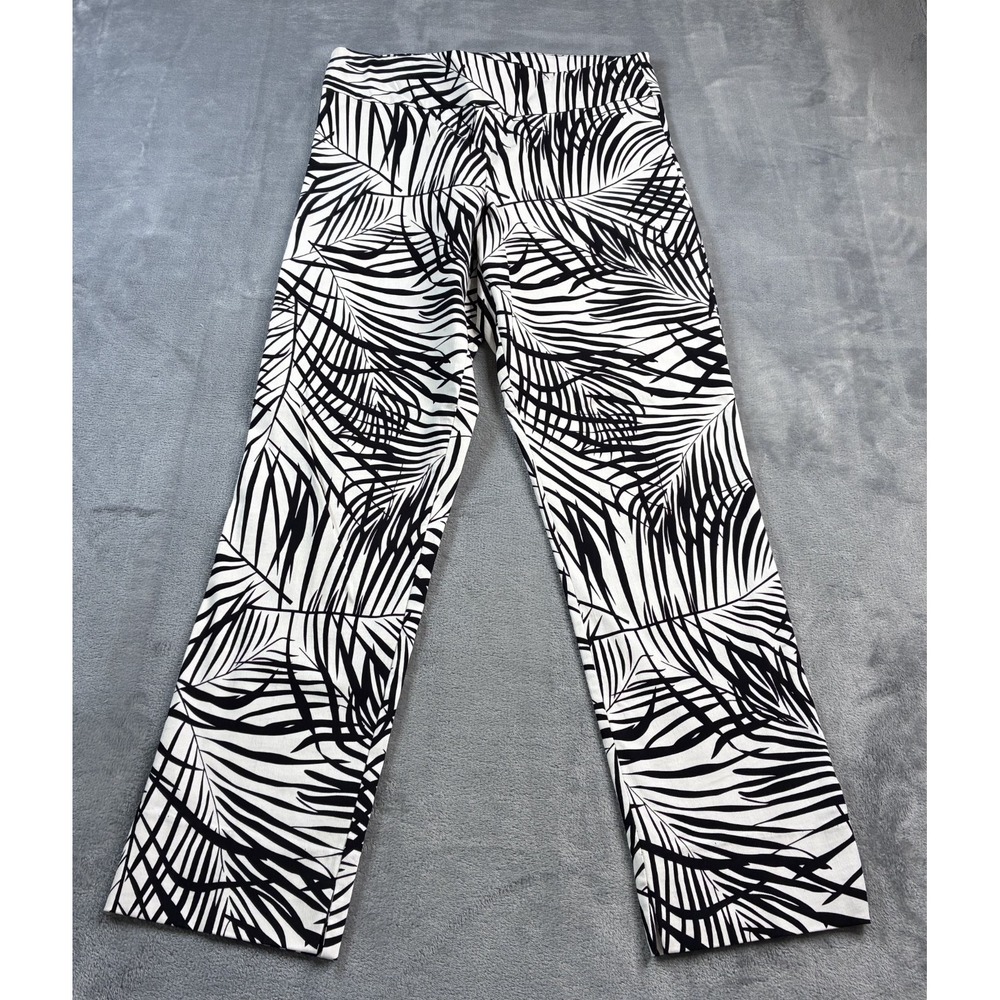 Estelle and Finn Black White Ankle Trousers Women's Size 6 Palm Print Made in NY - Picture 2 of 16